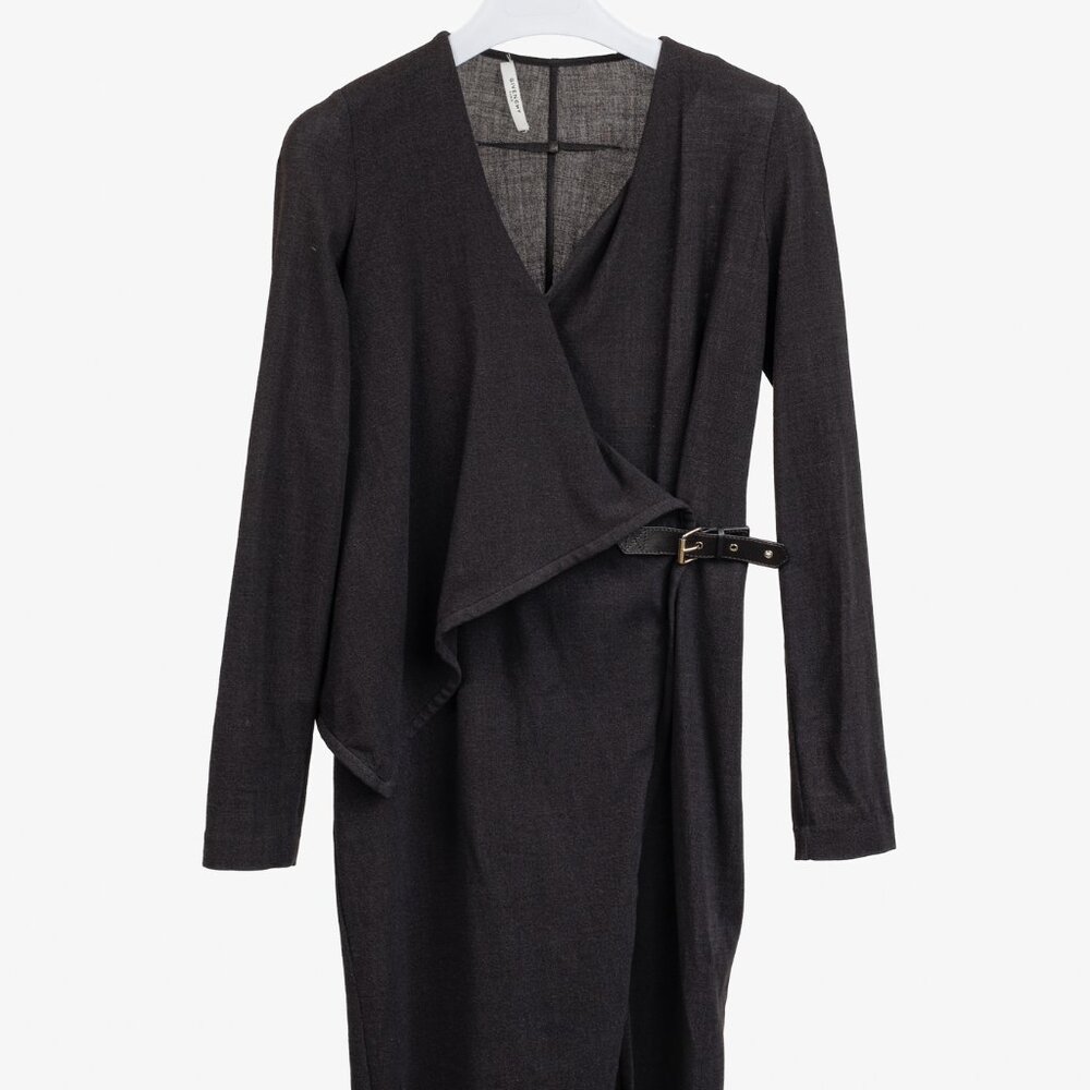 *SOLD* Givenchy Black Faux Wrap Hip Buckle Dress